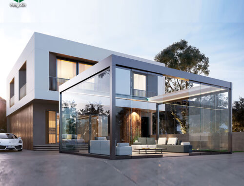 Retractable Roof Pergola with Glass Door-USA