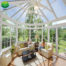 Sunroom with a diamond-shaped roof