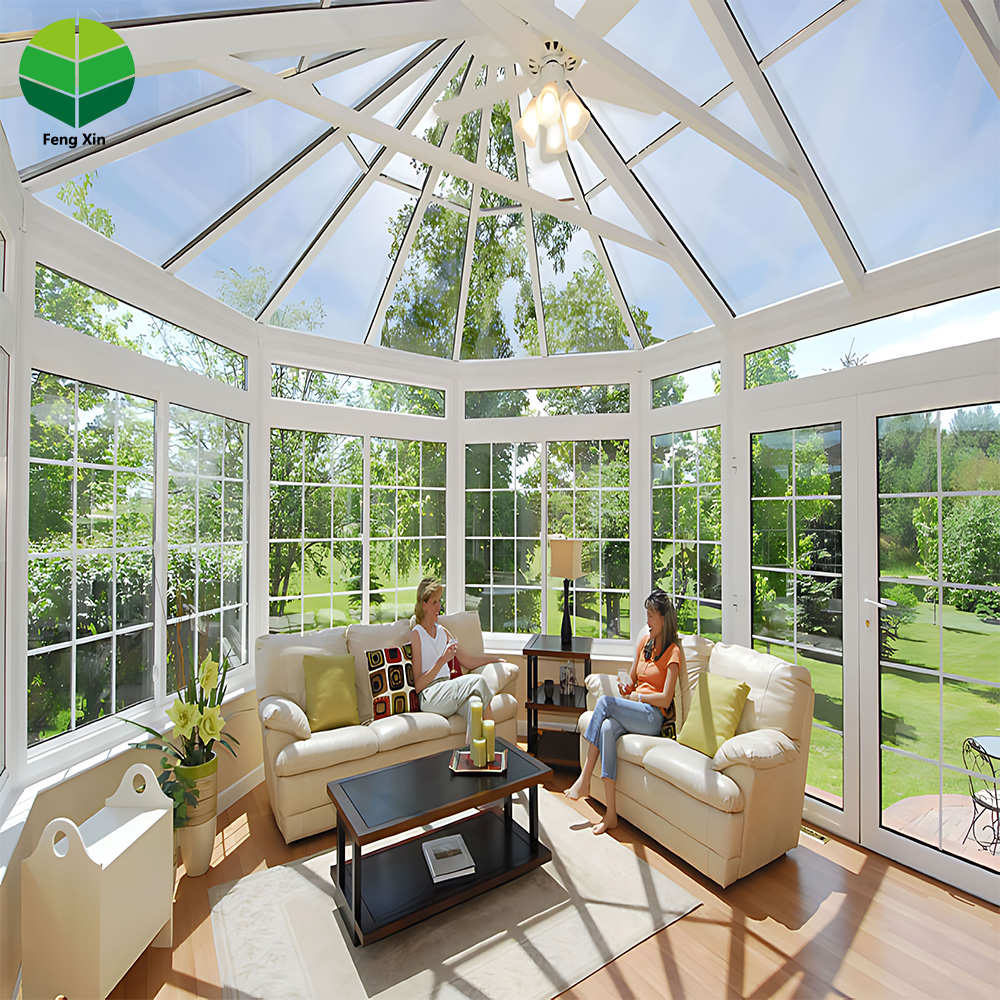 Sunroom with a diamond-shaped roof
