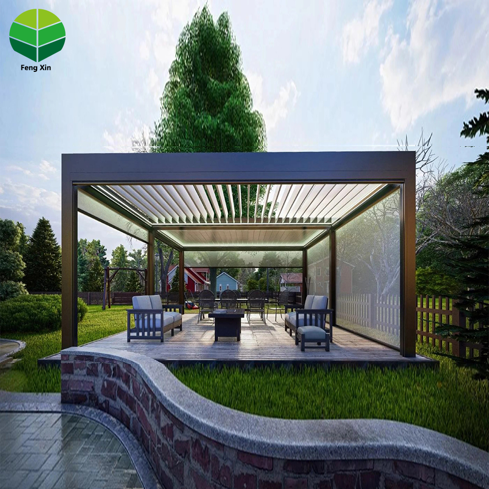 metal pergola with roof