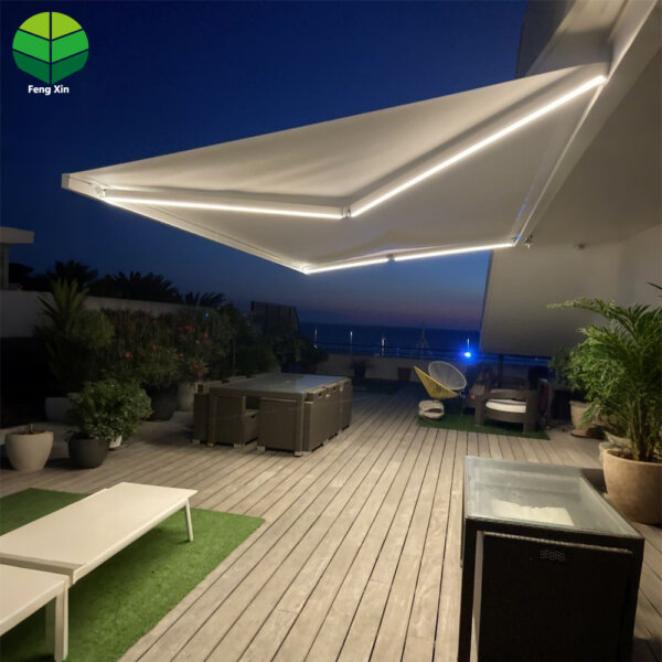 1 Automatic Retractable Patio Awning - Full Cassette Foldable Sun Shade for Outdoor Garden