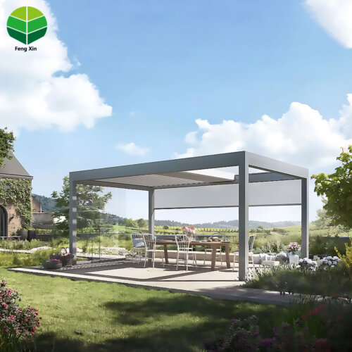 Freestanding Retractable Pergola Bioclimatic Aluminum Waterproof Louver Roof Electric