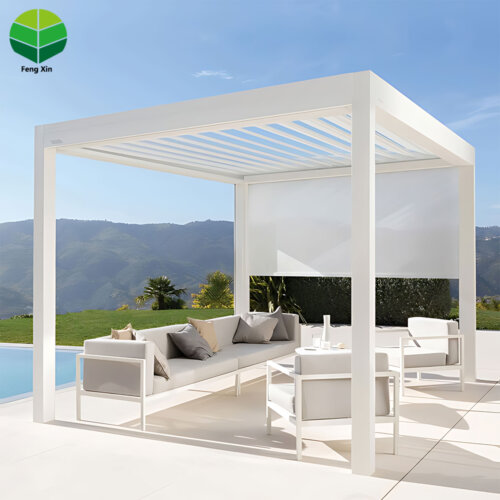 High Quality Gazebo Economy Pergola Motorized Louvered Roof Waterproof with Zip Screens