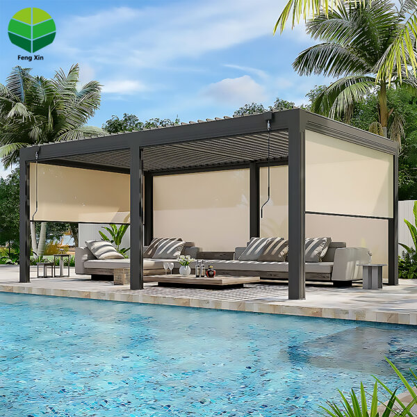 3x3 3x4 3x6 4x6 Meters White Gray Adjustable Standard Pergola Rain Cover Louvered Roof System