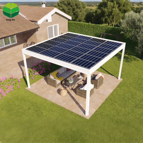 1 Factory Custom Aluminum Frame Solar Panel Pergola with Glass Sunroom & Patio Cover