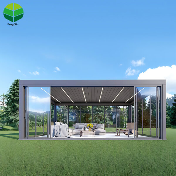 FengXin Modern Waterproof Outdoor Pergola Aluminium Motorized Adjustable Louvered Roof