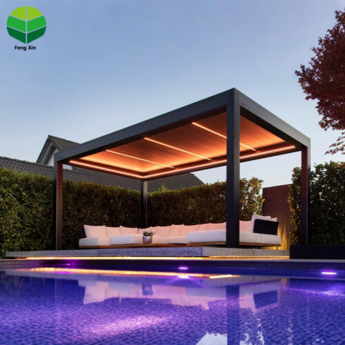 1.5 Aluminum Pergola Outdoor Adjustable Louvered Roof Waterproof Motorized Garden Gazebo