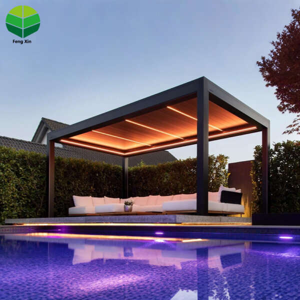 FengXin Modern Waterproof Outdoor Pergola Aluminium Motorized Adjustable Louvered Roof