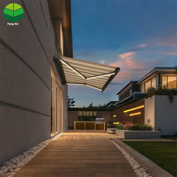 2 Automatic Retractable Patio Awning - Full Cassette Foldable Sun Shade for Outdoor Garden