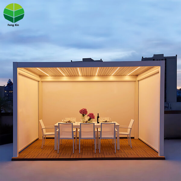 High Quality Gazebo Economy Pergola Motorized Louvered Roof Waterproof with Zip Screens