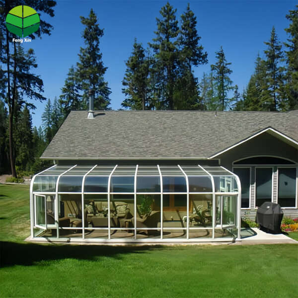 3 Modern Glass Houses Design Arched Roof Aluminum Sun Room Villa Sunrooms Glass Houses with Sun Shade