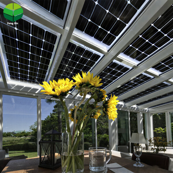 Factory Custom Aluminum Frame Solar Panel Pergola with Glass Sunroom & Patio Cover