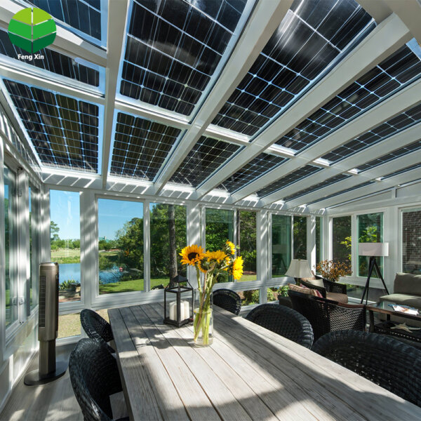 Factory Custom Aluminum Frame Solar Panel Pergola with Glass Sunroom & Patio Cover