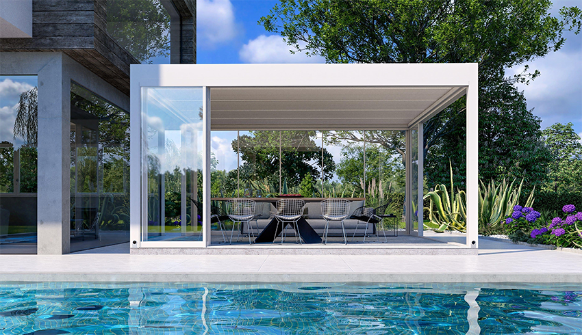 Closed aluminum louvered pergola roof shown as a design reference