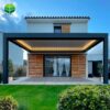 Outdoor Aluminium Canopy Wall Mounted Waterproof Louver Opening Roof Cover Motorized Pergola for Backyard