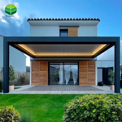 微信图片_20260115141607_563_38 Outdoor Aluminium Canopy Wall Mounted Waterproof Louver Opening Roof Cover Motorized Pergola for Backyard