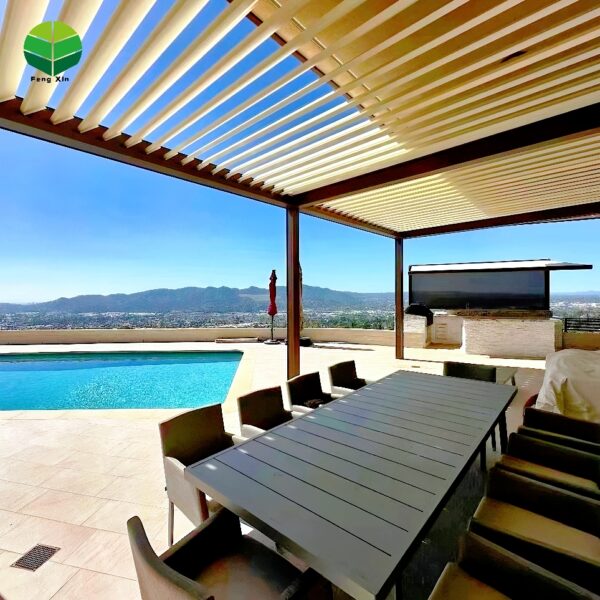 Pergolas Bioclimatica Para Exterior Remote Control Louvered Roof Waterproof Pergola Attached to House for Swimming Pool