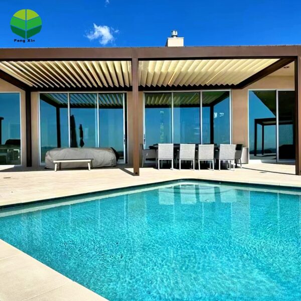 Pergolas Bioclimatica Para Exterior Remote Control Louvered Roof Waterproof Pergola Attached to House for Swimming Pool