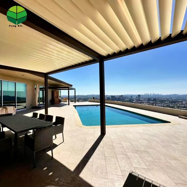 Pergolas Bioclimatica Para Exterior Remote Control Louvered Roof Waterproof Pergola Attached to House for Swimming Pool