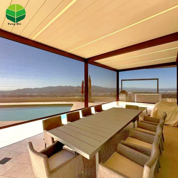 Pergolas Bioclimatica Para Exterior Remote Control Louvered Roof Waterproof Pergola Attached to House for Swimming Pool