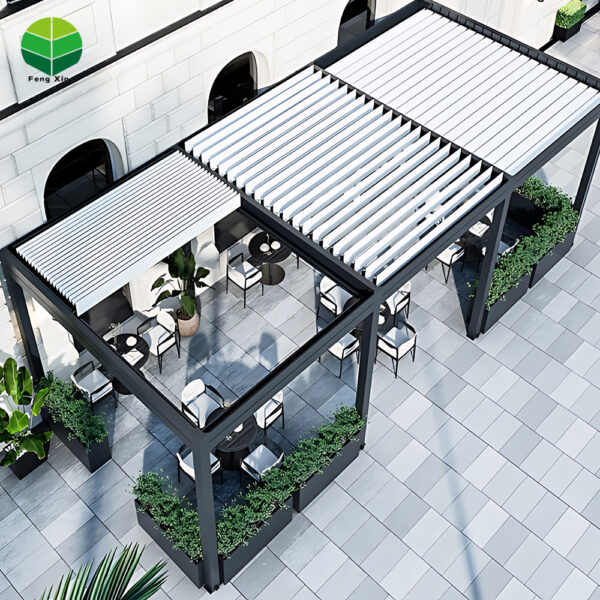 Waterproof Pergola Bioclimatica Gazebo Automatic Louver Outdoor Aluminium Motorized Retractable Pergola Roof