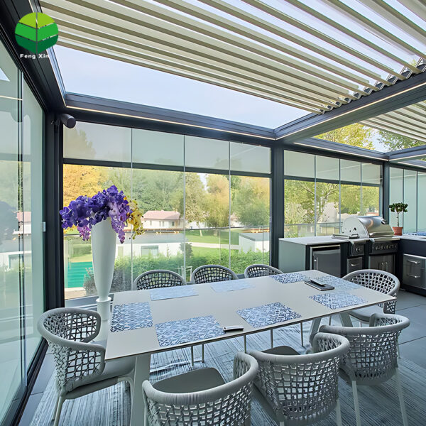 Waterproof Pergola Bioclimatica Gazebo Automatic Louver Outdoor Aluminium Motorized Retractable Pergola Roof