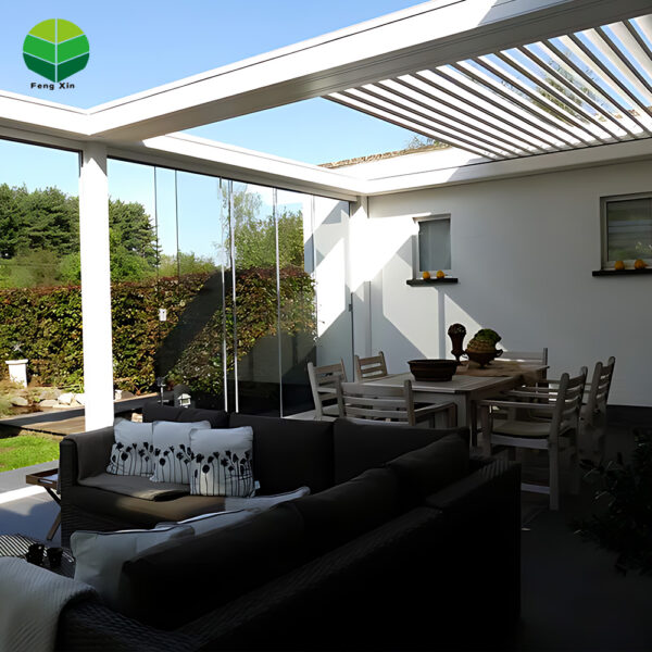 Waterproof Pergola Bioclimatica Gazebo Automatic Louver Outdoor Aluminium Motorized Retractable Pergola Roof