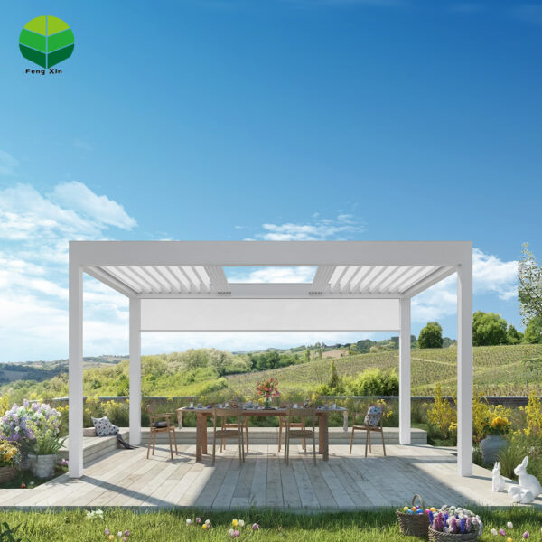 Waterproof Pergola Bioclimatica Gazebo Automatic Louver Outdoor Aluminium Motorized Retractable Pergola Roof