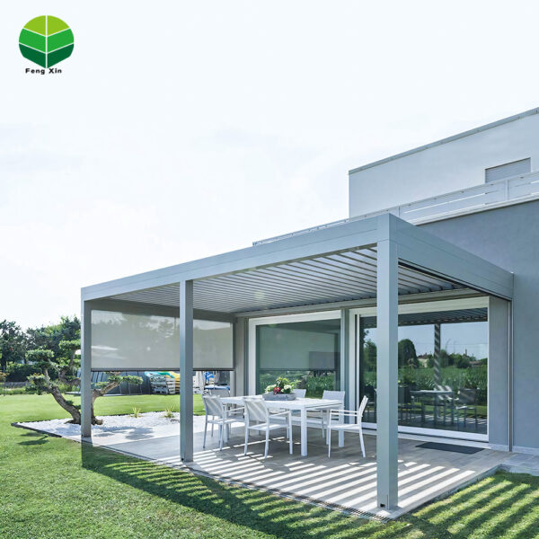 Bioclimatic Pergola Aluminium Waterproof Custom Gazebo Snow-proof Remote Control Sun Shade Pergola Outdoor Patio Cover