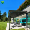 国际站翻转百叶主图22 Motorized Wall Mounted Pergola 3x4 Aluminum Waterproof Bioclimatic Louvered Roof CE Certified