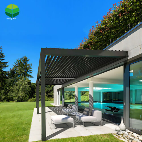 Motorized Wall Mounted Pergola 3x4 Aluminum Waterproof Bioclimatic Louvered Roof CE Certified