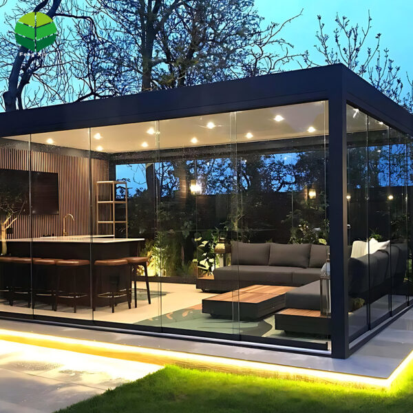 Customizable Modern Aluminum Louver Pergola LED with Rainproof Remote Control Powder Coated Frame for Outdoor Parties & Events