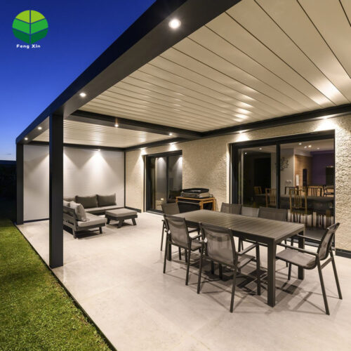Customizable Modern Aluminum Louver Pergola LED with Rainproof Remote Control Powder Coated Frame for Outdoor Parties & Events