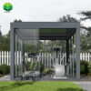 翻转百叶主图3-丰辛-国际站25 New Arrival Tempered Glass Doors and Windows Modern Outdoor Garden Aluminium Louvered Pergola with Motorized Pergola