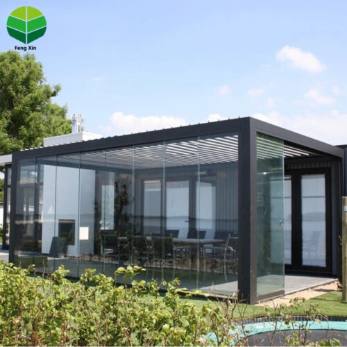 Luxury Morden Pergola Aluminum Sunroom Bioclimatica Pavilion Automatic Louvers Roof Outdoor Garden Gazebo