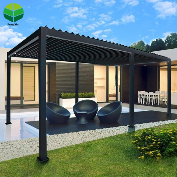 Bioclimatic Aluminium Gazebo Contemporary Pergola Motorized with LED Light